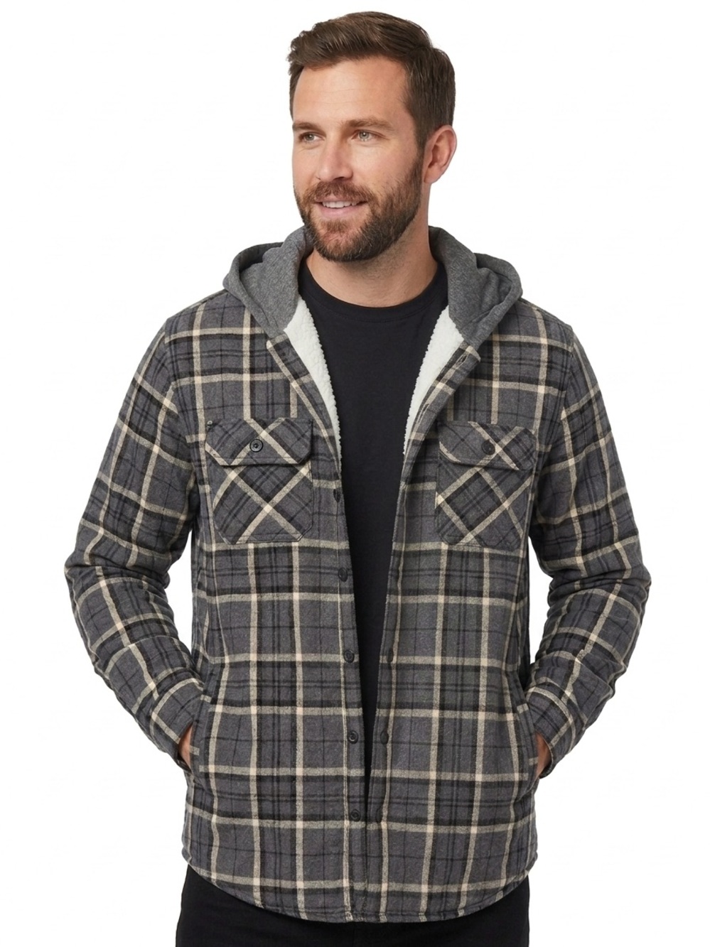 Men’s Plaid Distortion Flannel Sherpa Jacket
